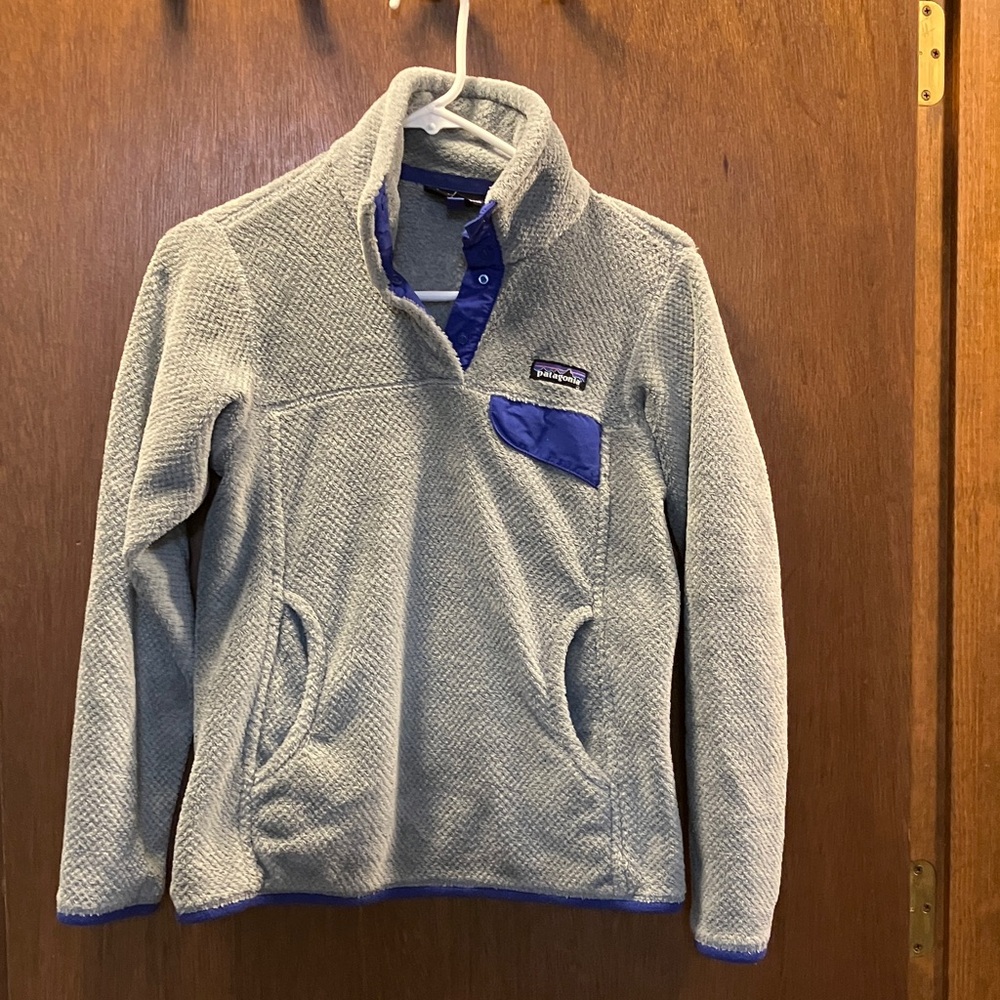Patagonia Snap-Tee Pullover fleece - gray and blue - Size XS